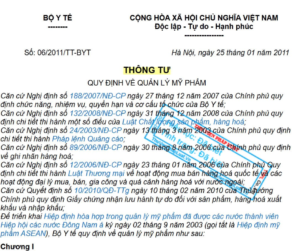 Theo Thông tư 06/2011/TT-BYT của Bộ Y tế